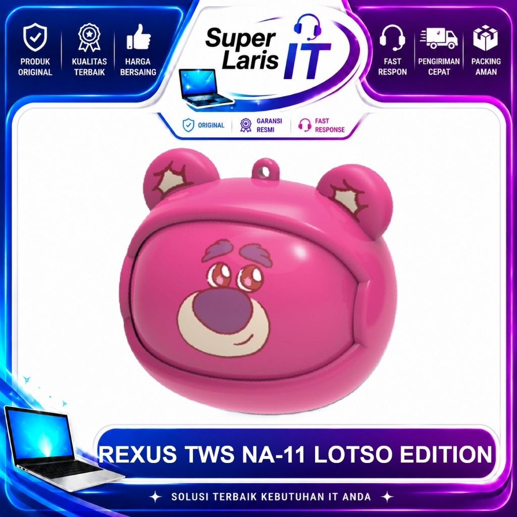 Rexus TWS NA-11 Lotso Edition Earphone Bluetooth 5.3 Stereo Sound