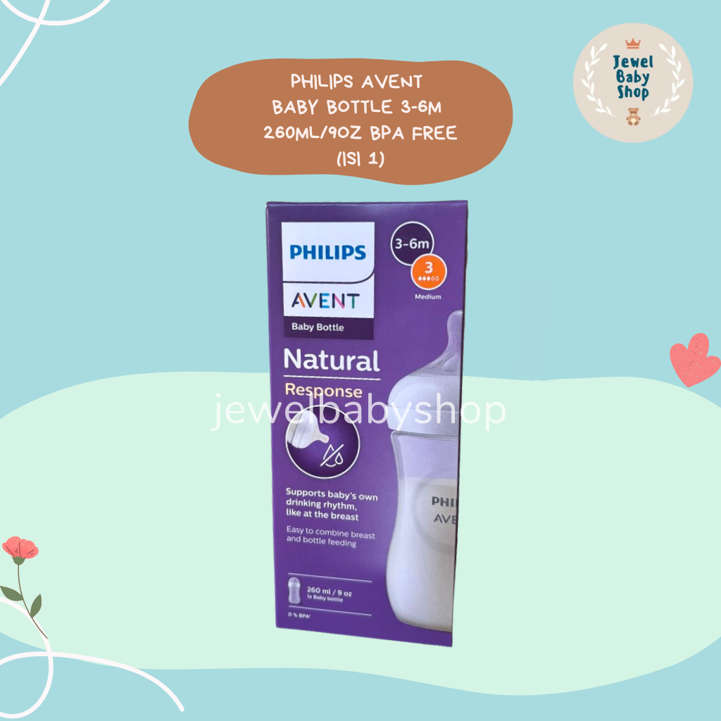 Philips Avent BABY BOTTLE 3-6m 260ml/9oz BPA FREE (ISI 1) BOTOL SUSU BAYI PHILIPS AVENT BOTOL SUSU B