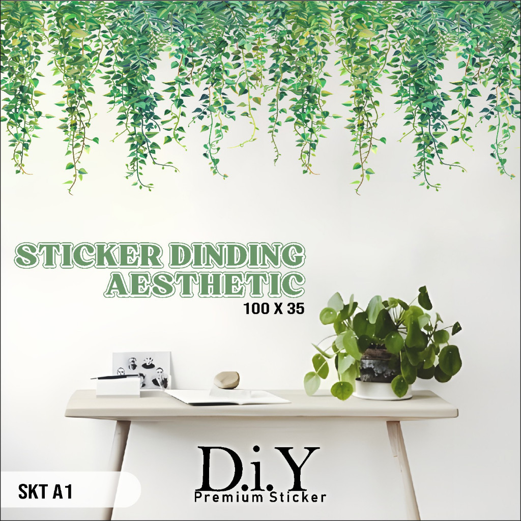 WALLSTICKER RUMPUT MOTIF DAUN SULUR TROPIS - STIKER DINDING KAMAR-WALLPAPER TEMBOK KAMAR MANDI