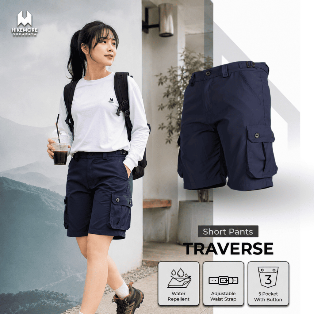 HIKEMORE SURABAYA - Celana Cargo Traverse Pria Wanita Oxford Quick Dry Water Repellent 5 Kantong Gol