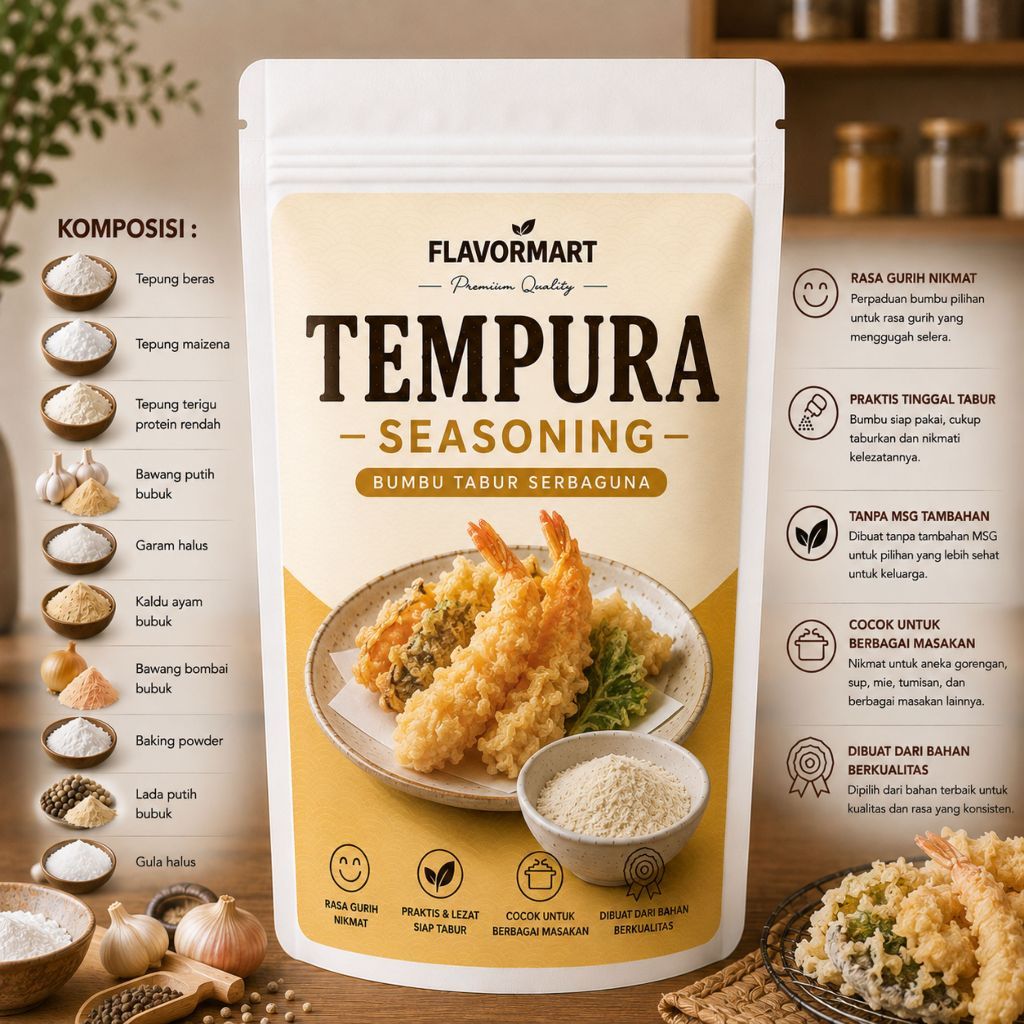 Tepung Tempura 50gr | Tepung Goreng Crispy Serbaguna Udang Ikan Cumi Sayur Jamur | Tempura Seasoning