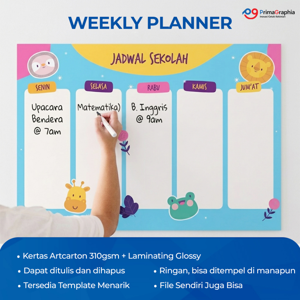 Cetak Weekly Planner Schedule Jadwal Mingguan