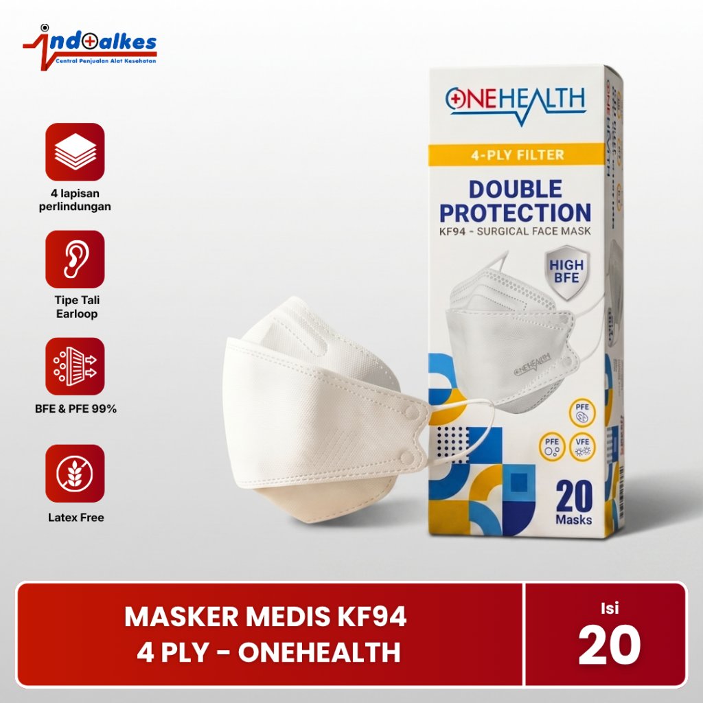 MASKER MEDIS KF94  4 PLY | MASKER DOUBLE PROTEKSI 99% | 20 Pcs | ONEHEALTH