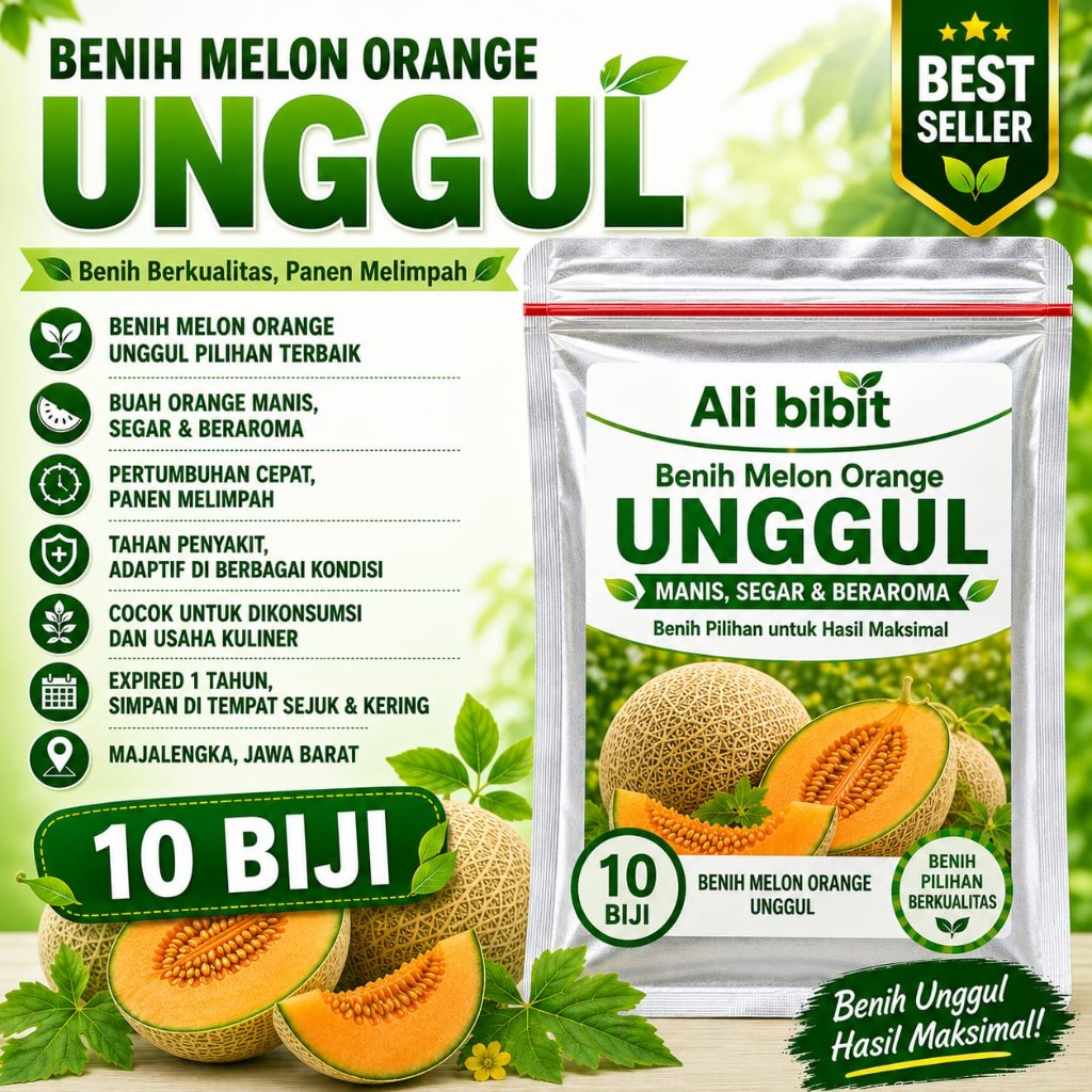 ( 10 Butir) Benih Biji unggul Melon Orange | Bibit Biji Melon Orange