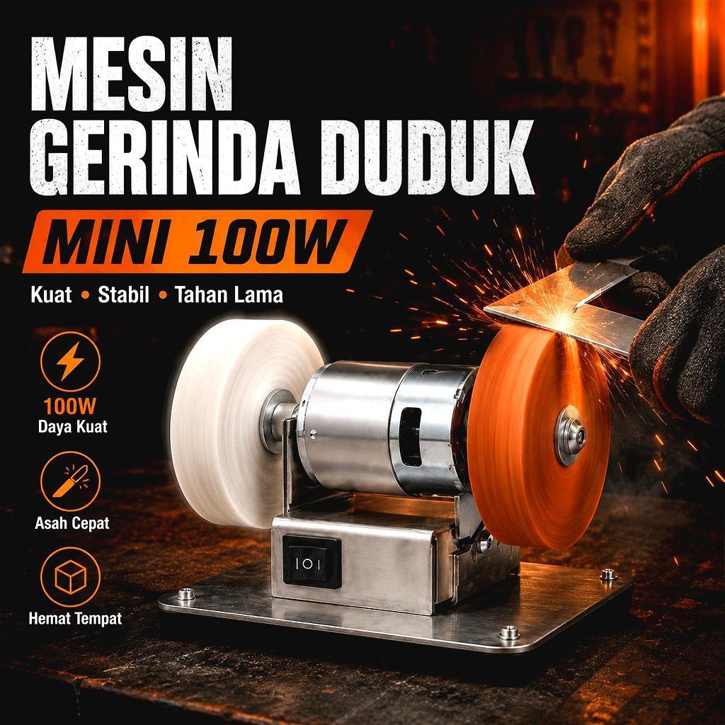 Mesin Gerinda Mini 100W Gerinda Duduk + Batu Poles Set Gerinda Duduk Kecil Grinder Polisher