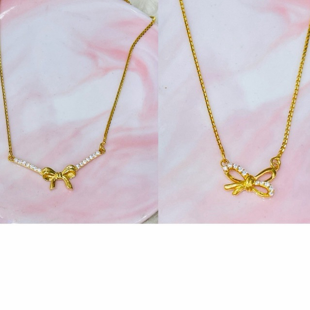 kalung alta pita permata aurel simple elegant emas asli kadar 875