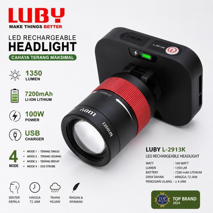 Senter Kepala Luby ZOOM PUTAR 100 WATT L-2913