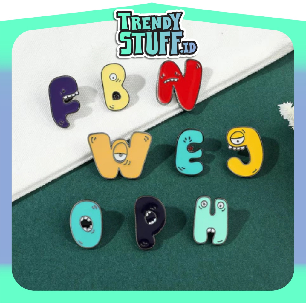 TRENDYSTUFF Peniti bross grade A kualitas bagus Bros dua puluh enam huruf nama pribadi pin nama kelu
