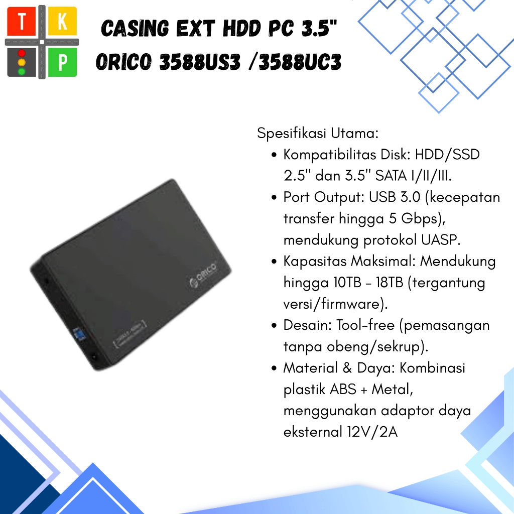 CASING EXT HDD PC 3.5" ORICO 3588US3 /3588UC3