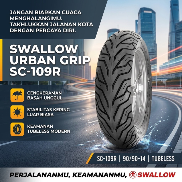 SWALLOW SC109 URBAN GRIP 90 90 14 Tubeless SC-109R Ban luar motor matic SC-109 R