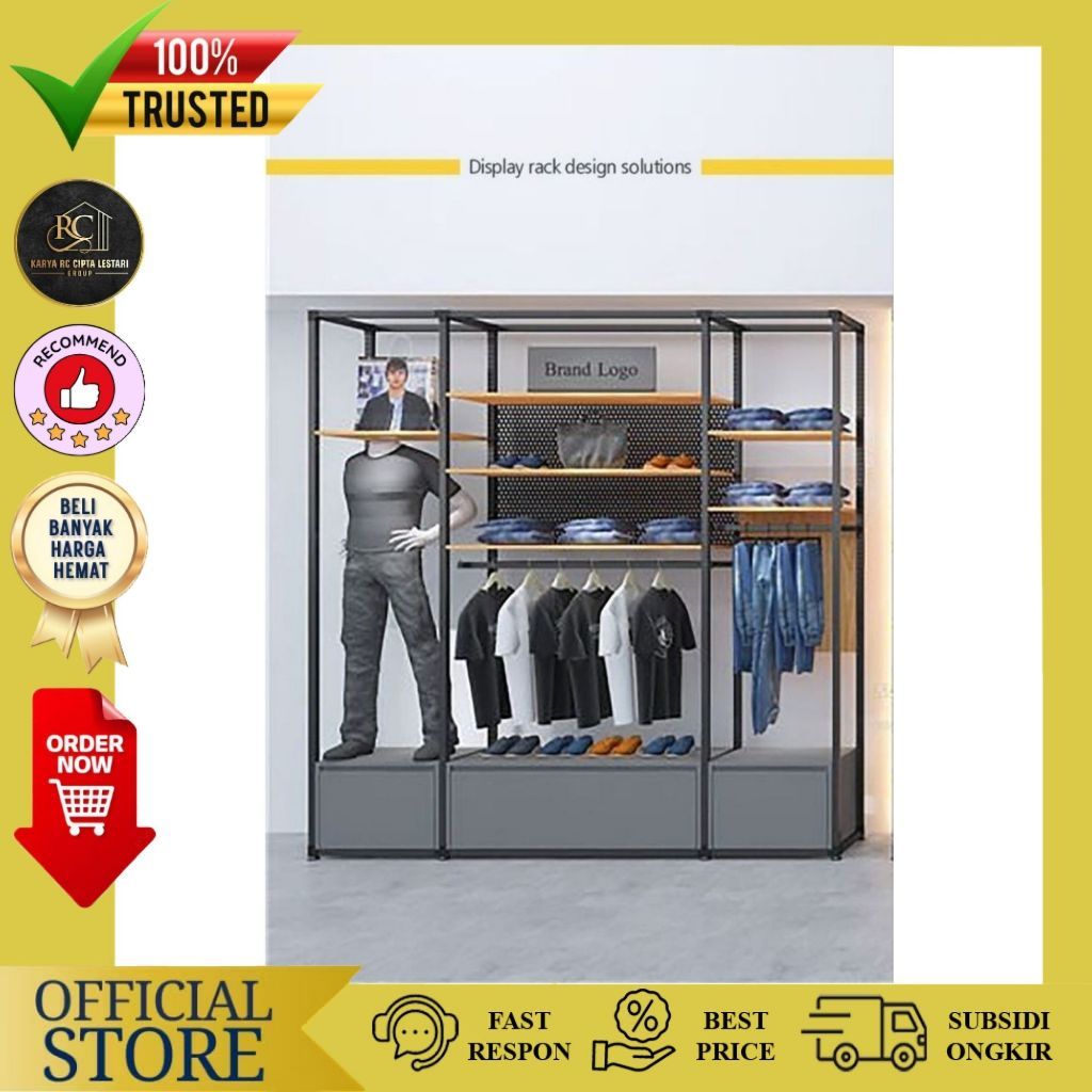 Rak Display Baju Toko Baju Distro Mall Rak Industrial