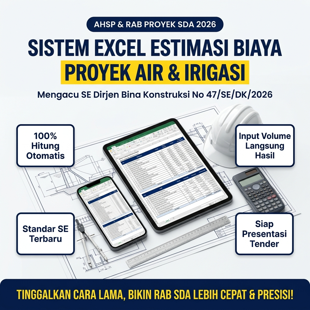 Template Premium AHSP dan RAB Proyek Air SDA 2026 Otomatis | Dokumen Estimasi Biaya Lengkap & Mudah