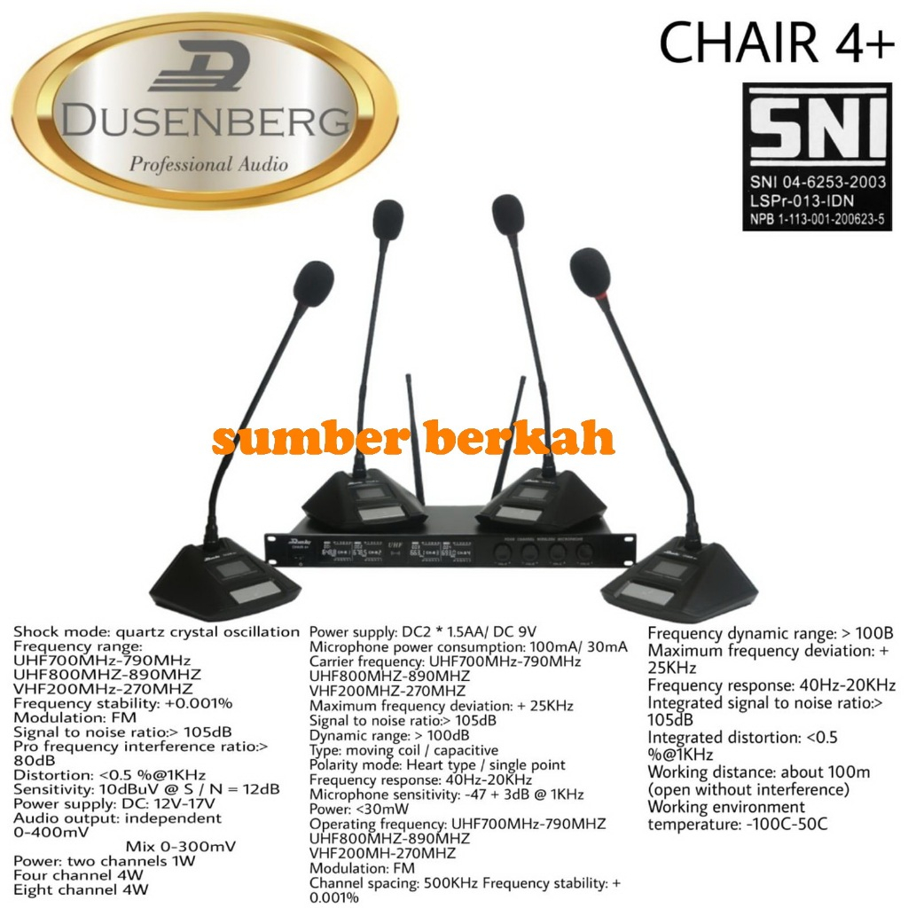 MIC WIRELESS CONFERENCE DUSENBERG CHAIR 4+ ORIGINAL 4 MIC MEJA WIRELESS