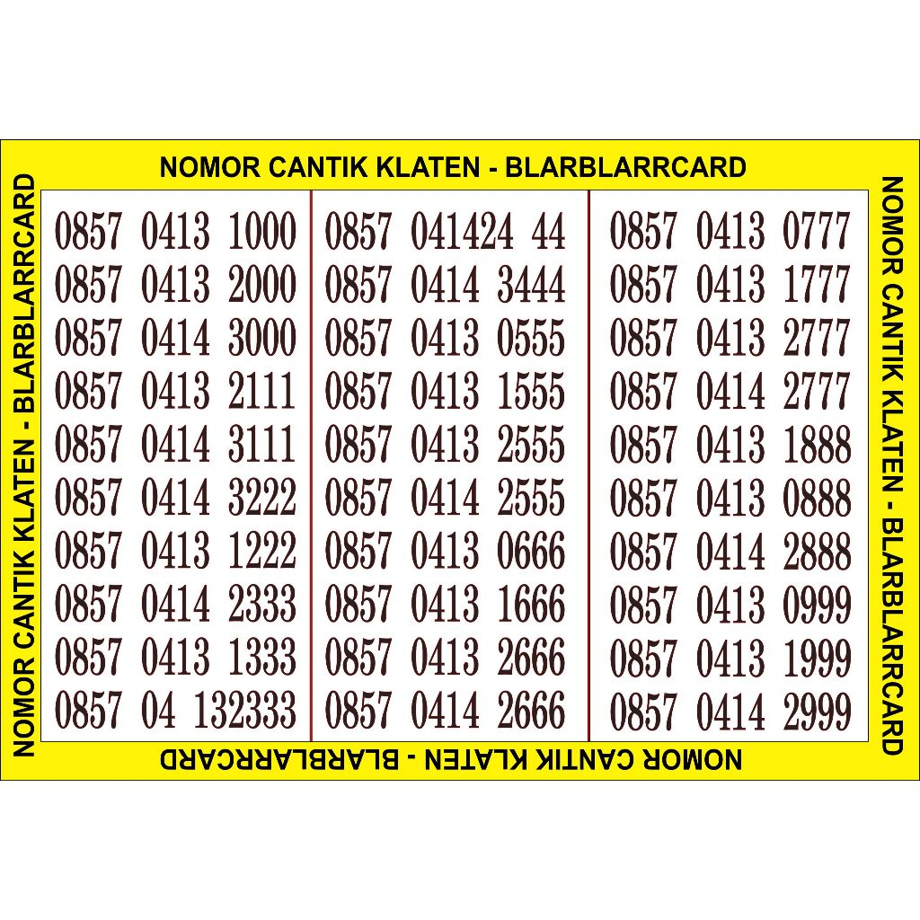 Kartu Nomer - Nomor Cantik Indosat IM3 Rapi TRIPLE Ekor 000 111 222 333 444 555 666 777 888 999