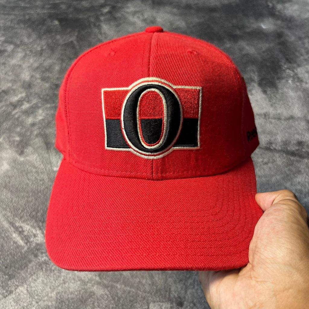Topi Reebok NHL Ottawa Senators Merah Original Baseball Basket Hockey Football Olahraga