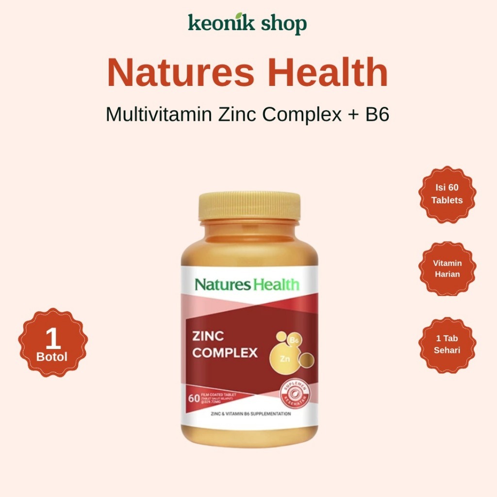 Natures Health Zinc Complex + Vitamin B6 - 60 Tablets