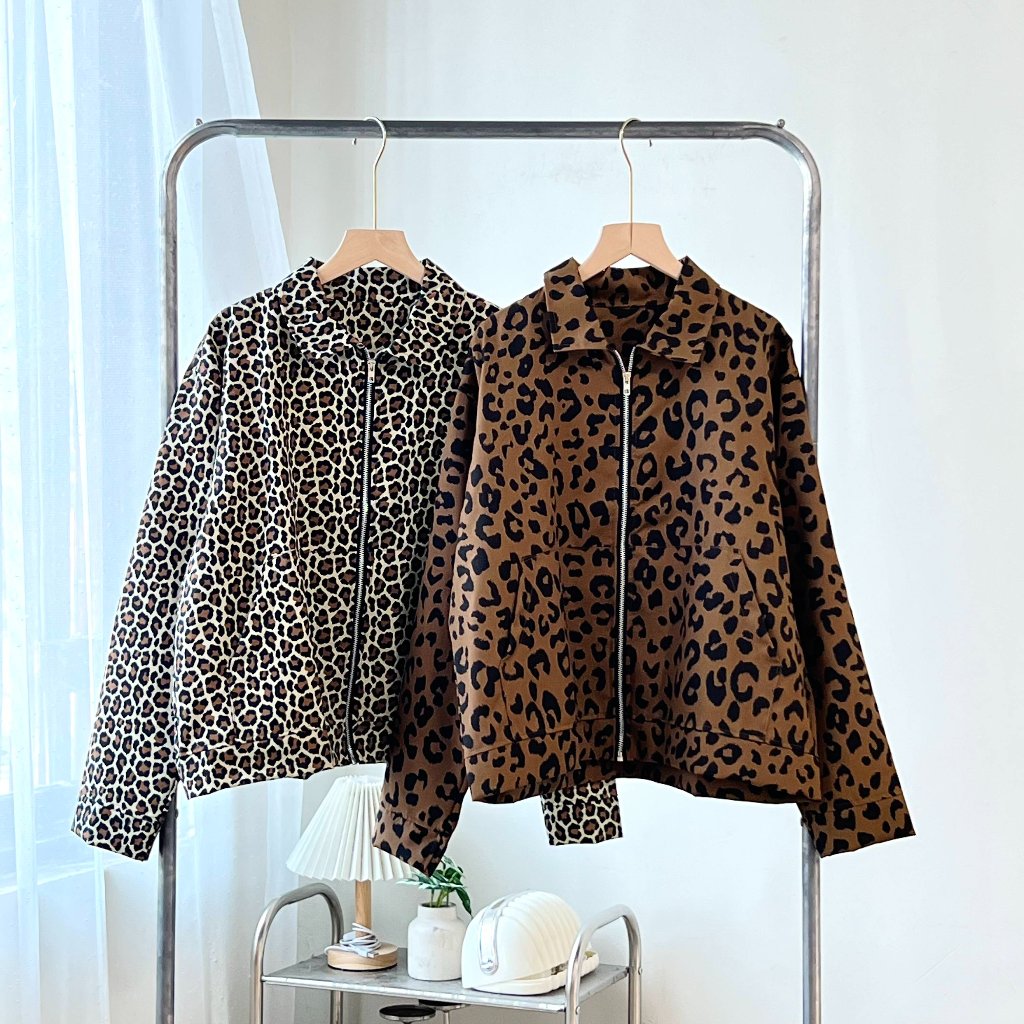 CHIMARA | 686-1 | Atasan Wanita Jaket Leopard Katun Jeans Trendy Look