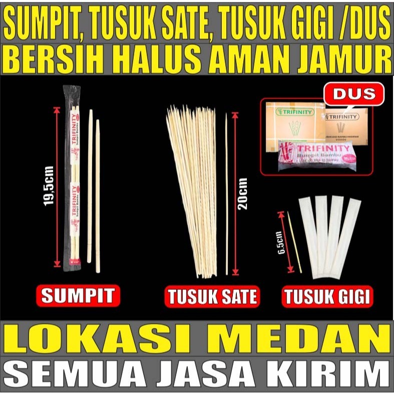 Sumpit Bambu Bersih Halus Kering Trifinity / Tusuk Gigi Higienis / Tusuk Sate Bambu Dus Js Krm Medan