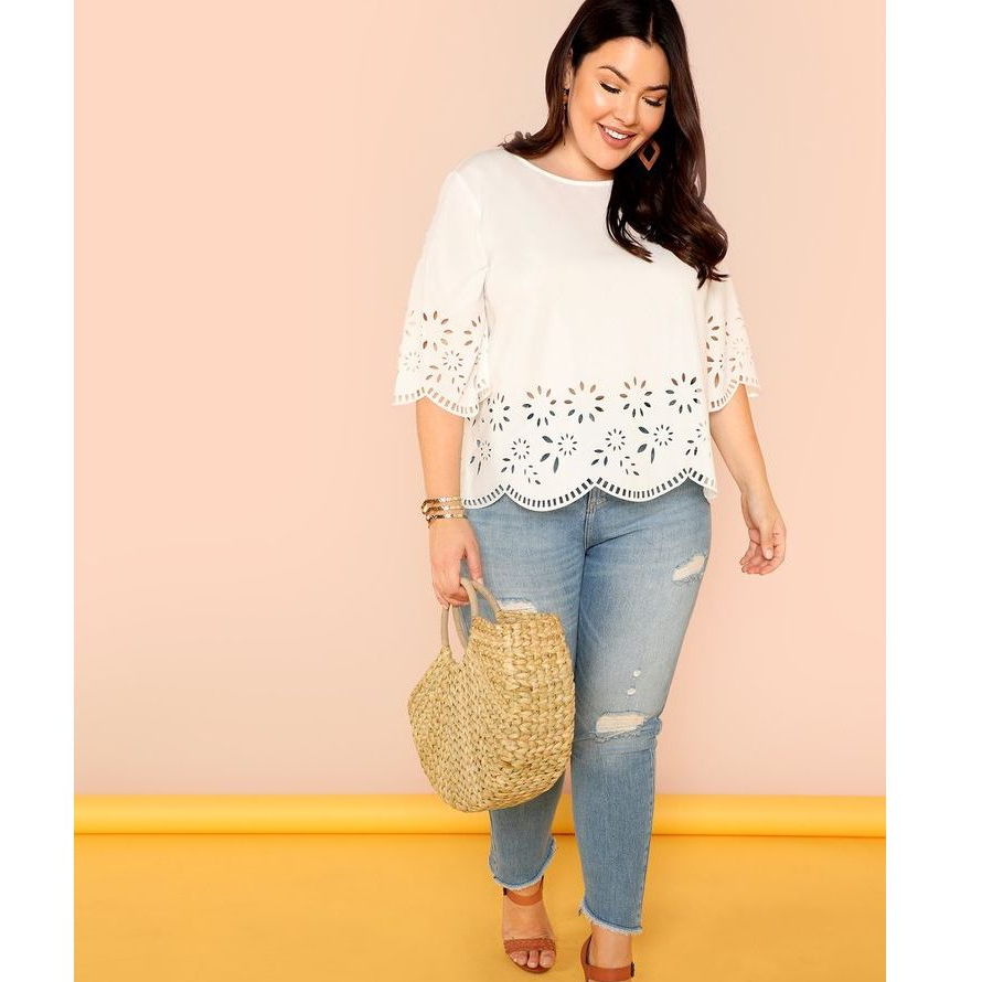 Baju Blouse Bluse Atasan Putih Korean Style Wanita Bangkok Bali Jumbo
