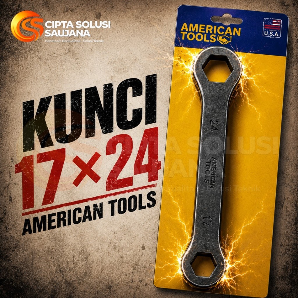 American Tools Kunci Blok Mesin 17 x 24mm Lurus / Bengkok Buka Baut Tutup Dop Klep Mesin Motor CVT M