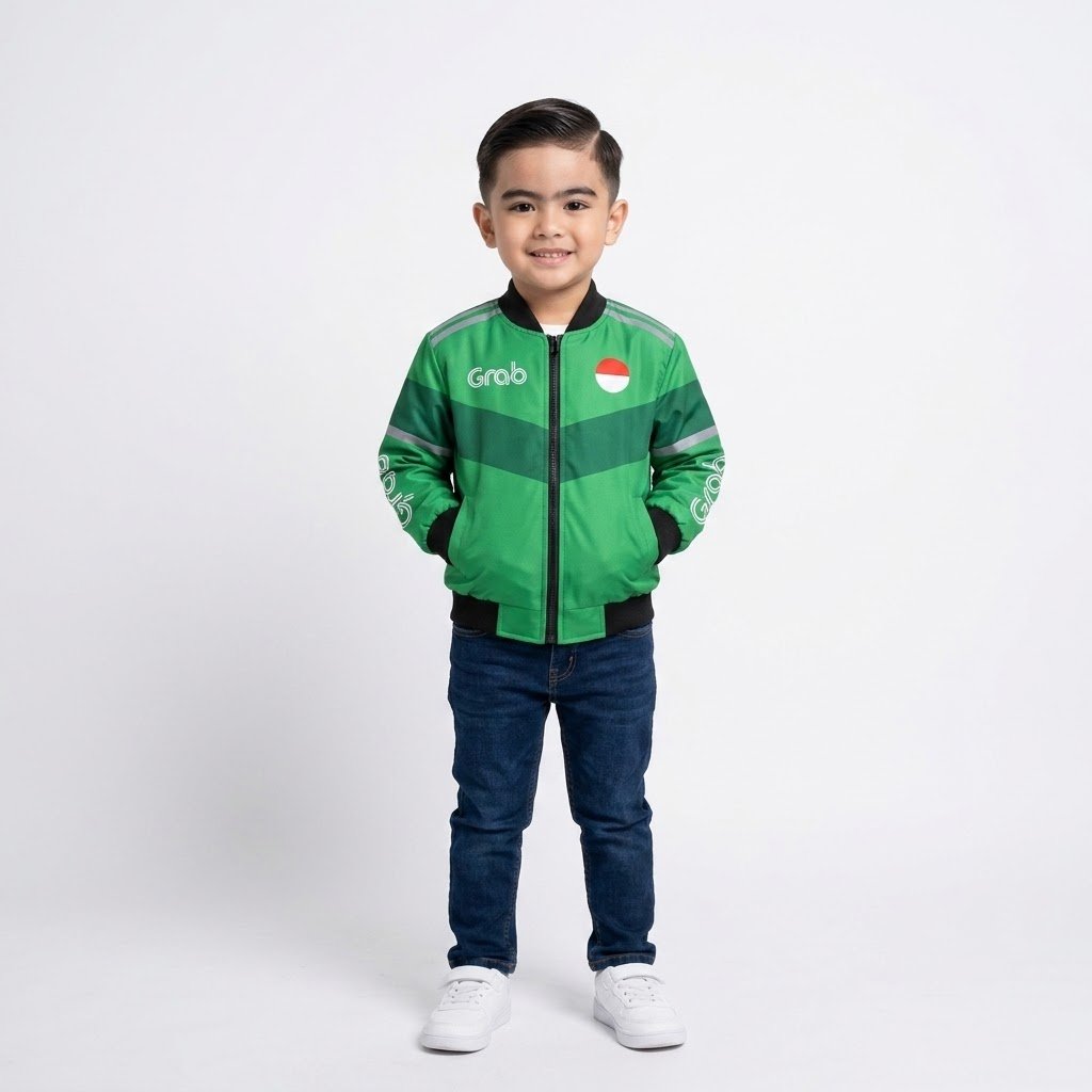 Jaket Grab Anak, Gojek, Shopeefood, YPSSI, Jaket Profesi Driver & Kurir Ojek Online Trendy
