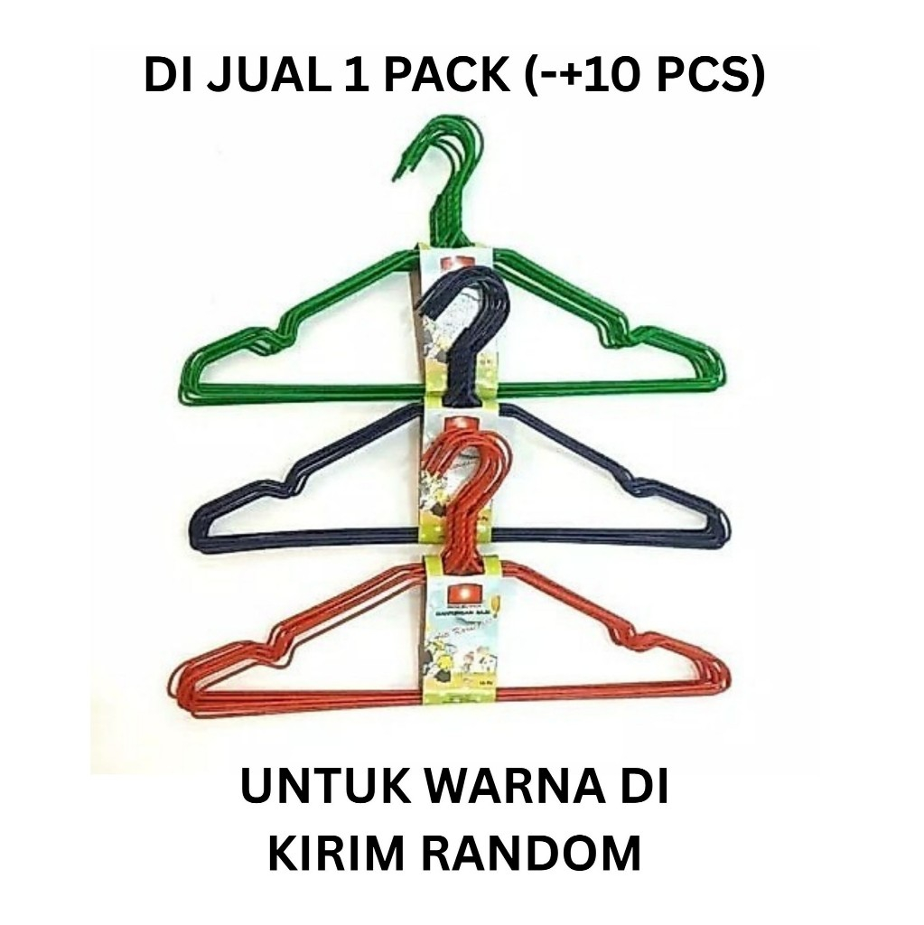 hanger coating warna 1 pack (isi 10) / hanger kawat stainless / hanger warna