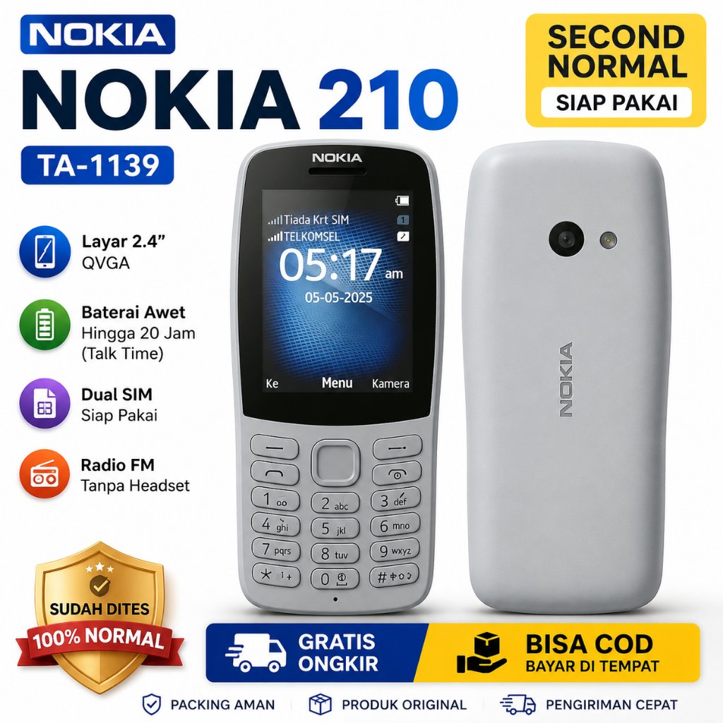 Nokia King 105 TA 1174 / Nokia 150 TA 1235 / 210 TA 1139 - HP Nokia Second Normal Siap Pakai