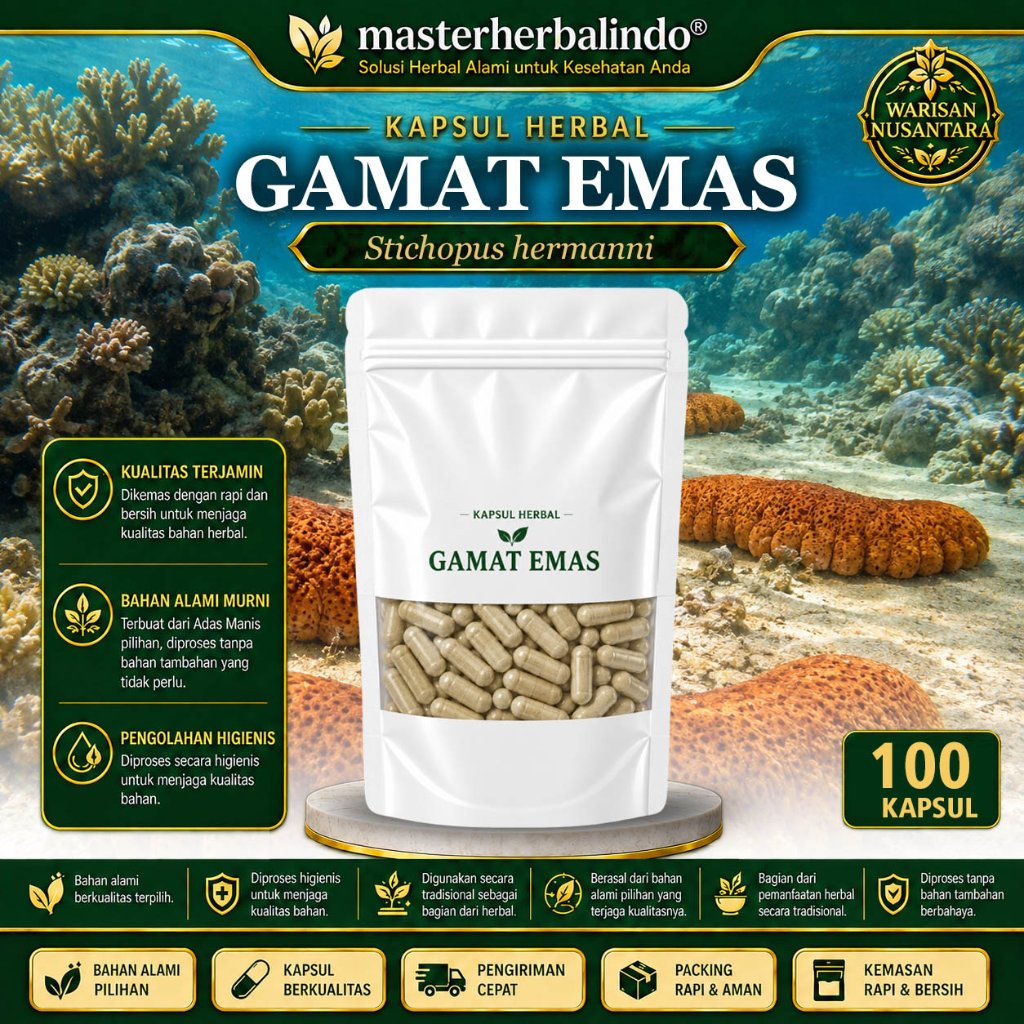 Gamat Emas Teripang Emas Kapsul Curah Herbal 100 Kapsul 600 mg Stichopus hermanii
