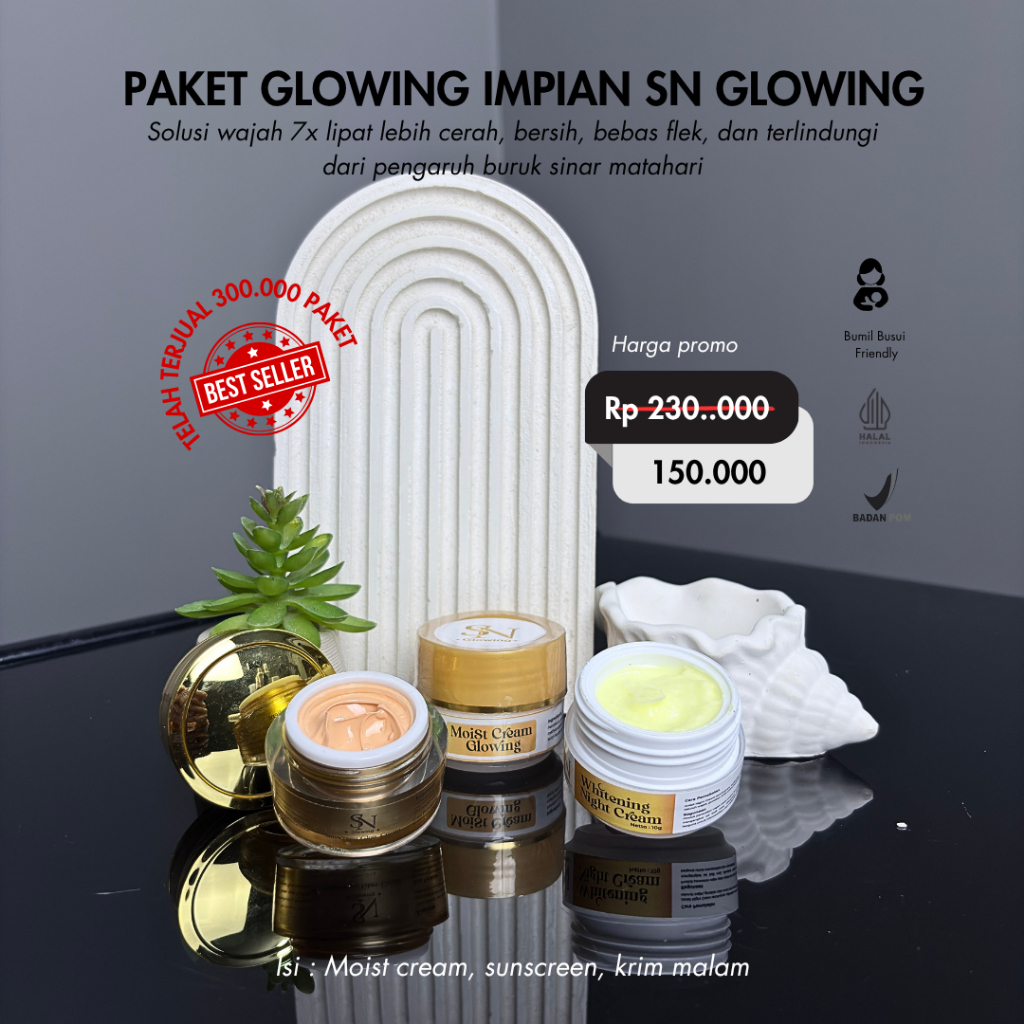 Paket Glowing Impian SN Glowing (Sunscreen & Krim Malam)