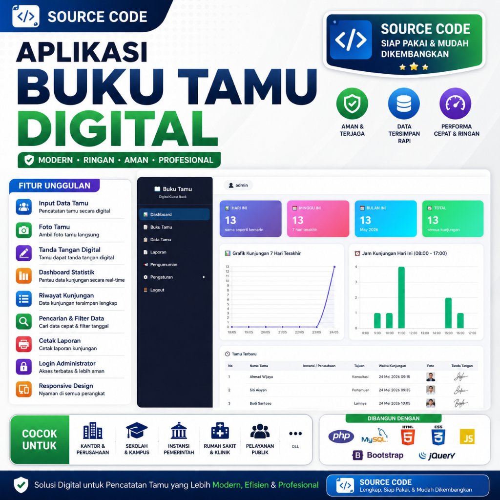 SOURCE CODE APLIKASI BUKU TAMU DIGITAL ONLINE | FOTO TAMU + TANDA TANGAN DIGITAL PHP MYSQL