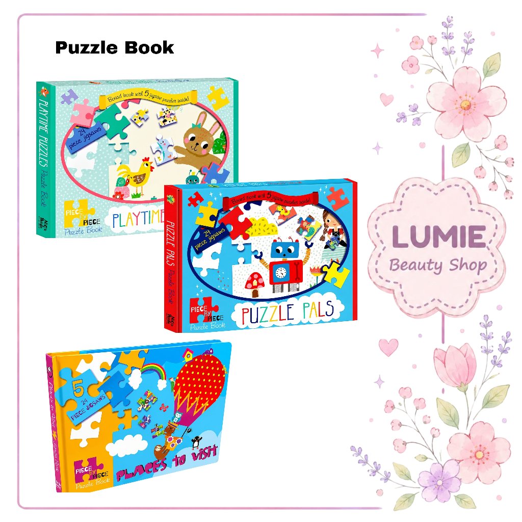 PRELOVED Puzzle book anak impor Periplus playtime animal / Pals robot / Places to visit  (5pcs puzzl