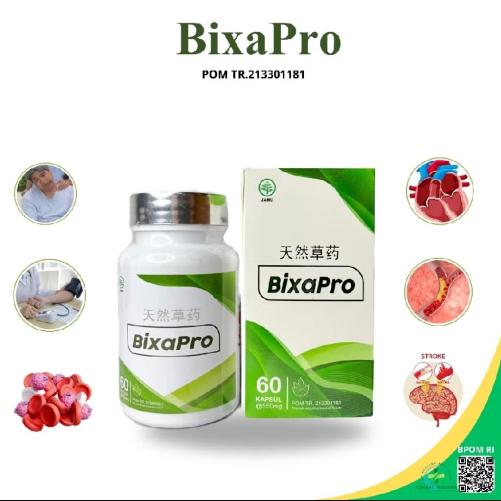 BIXAPRO Obat Stroke Herbal 60 Kapsul Membantu Sirkulasi Darah Anti Kolesterol