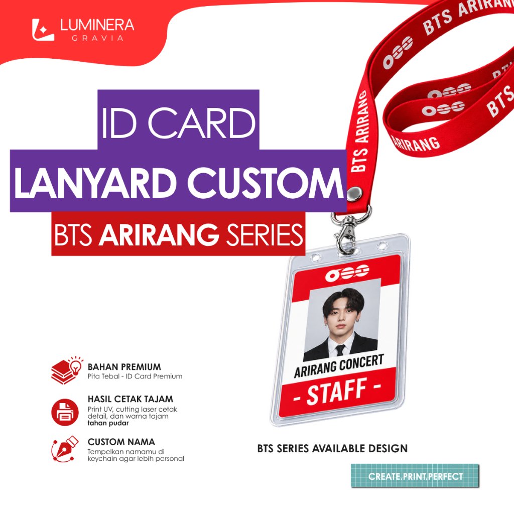 Lanyard BTS ARIRANG | Tali ID Card Kpop BTS | Lanyard Custom Merchandise ARMY | Aksesoris Koleksi