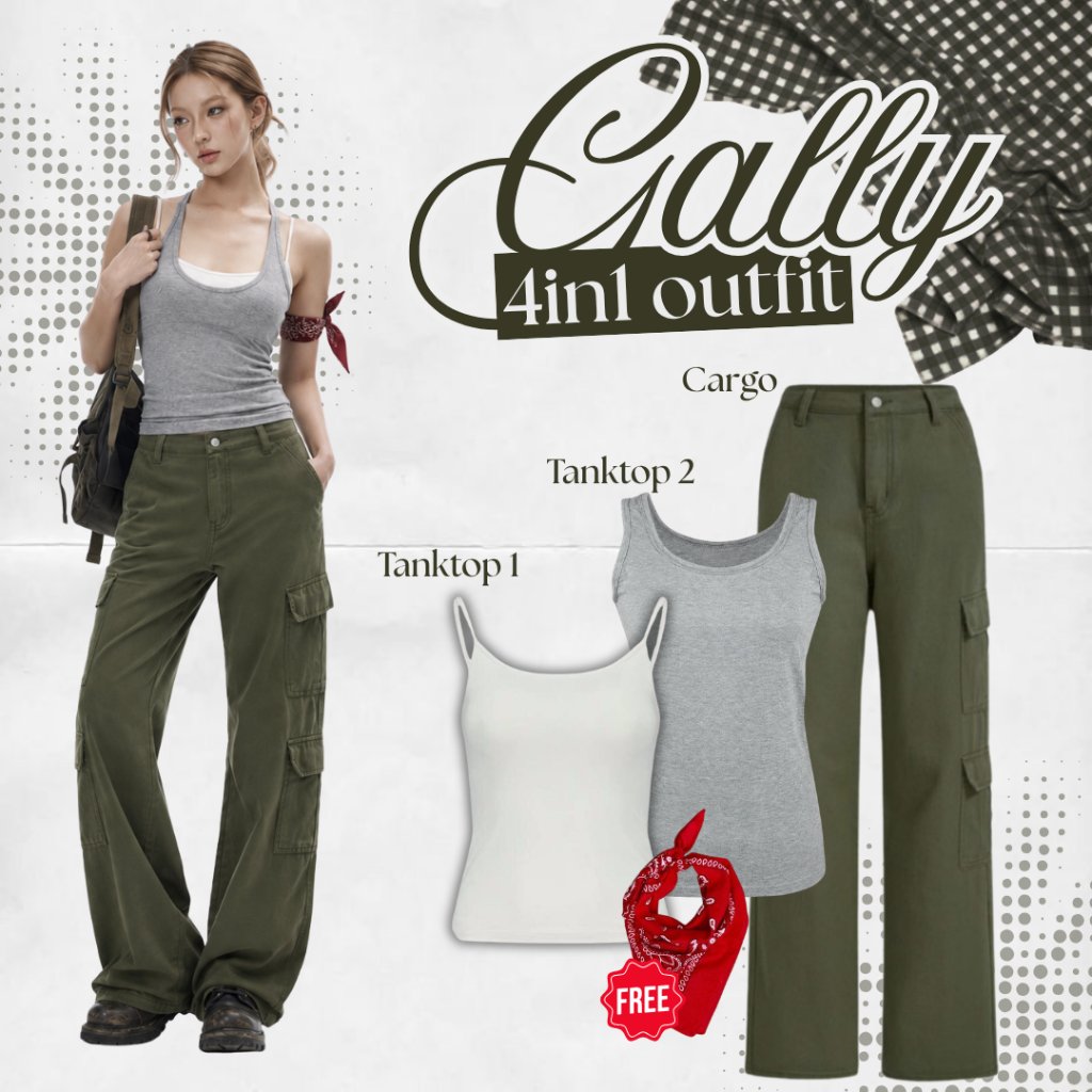 Newt 4in1 One Set Outfit Yearbook The Maze Runner/Tomb Raider (Tanktop, Singlet, Celana Cargo, Scarf