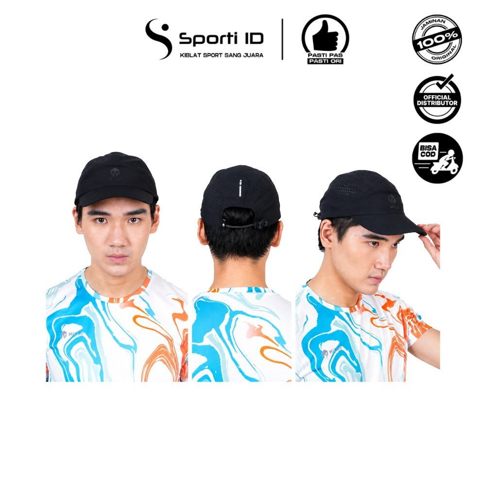 Topi Lari Mills Hydra Light Weight - Black 091041010  Original