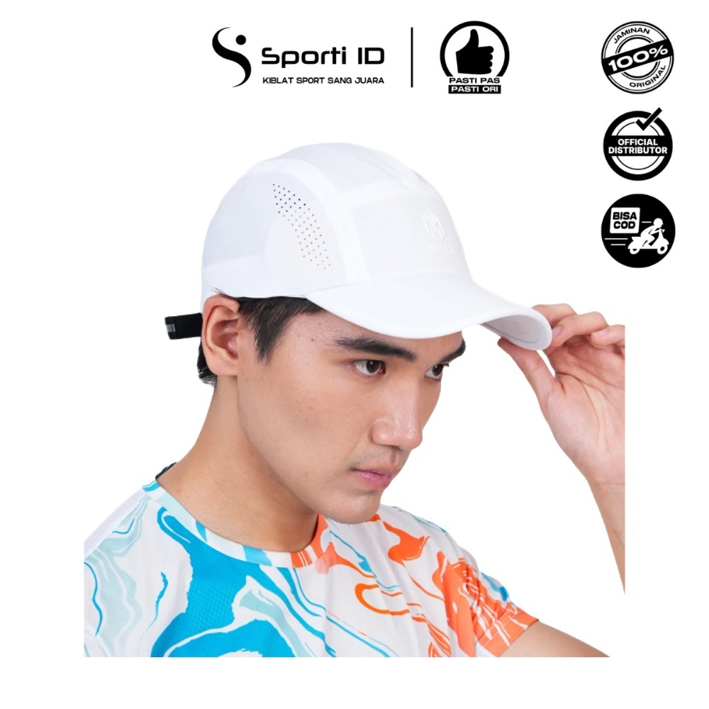 Topi Lari Mills Raptor Five Panel - White 0910410920 Original
