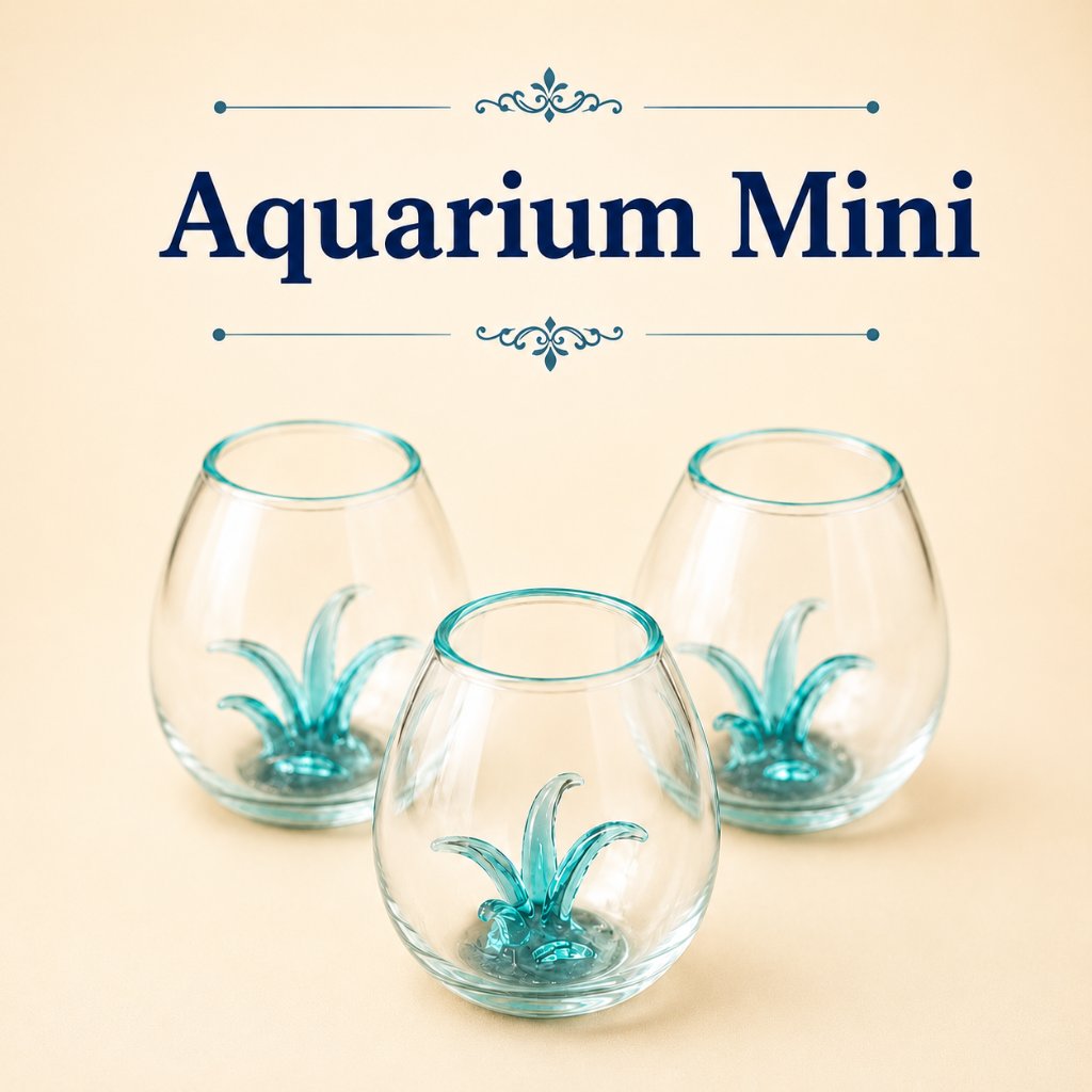 Aqua riuk mini /pot kaca tiup/bening/kaca aquarium cupang