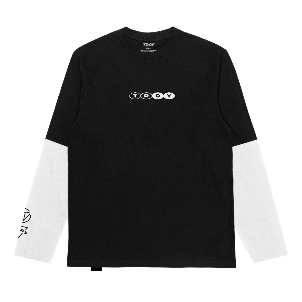 Troy Company Longsleeve Doublesleeve Black White Ellipse - Kaos Lengan Panjang Hitam Putih DSD 3691