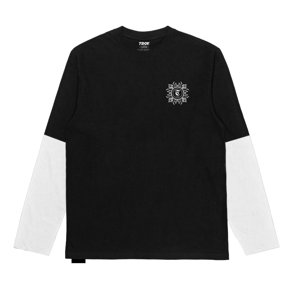 Troy Company Longsleeve Doublesleeve Black White Crosstion - Kaos Lengan Panjang Hitam Putih DSD 3693