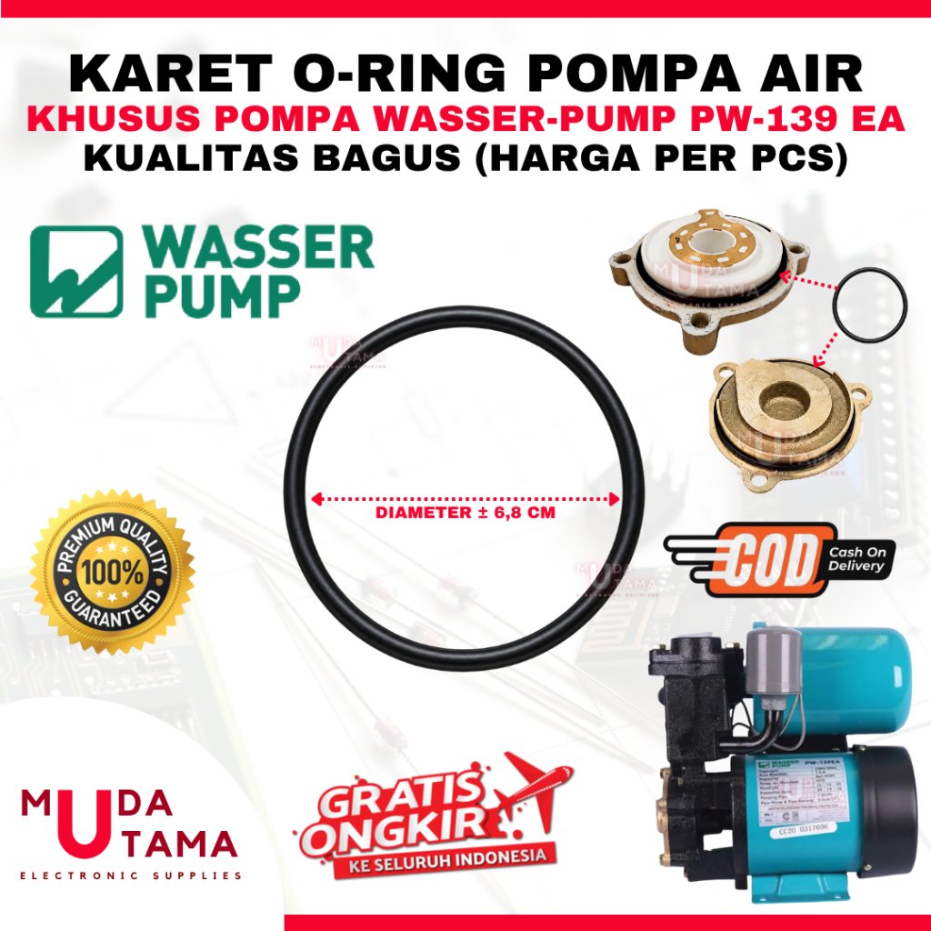 SEAL O-RING IMPELLER POMPA AIR WASSER PUMP PW139EA PW 139 EA - KARET SEAL POMPA AIR WASSER PW 139EA 