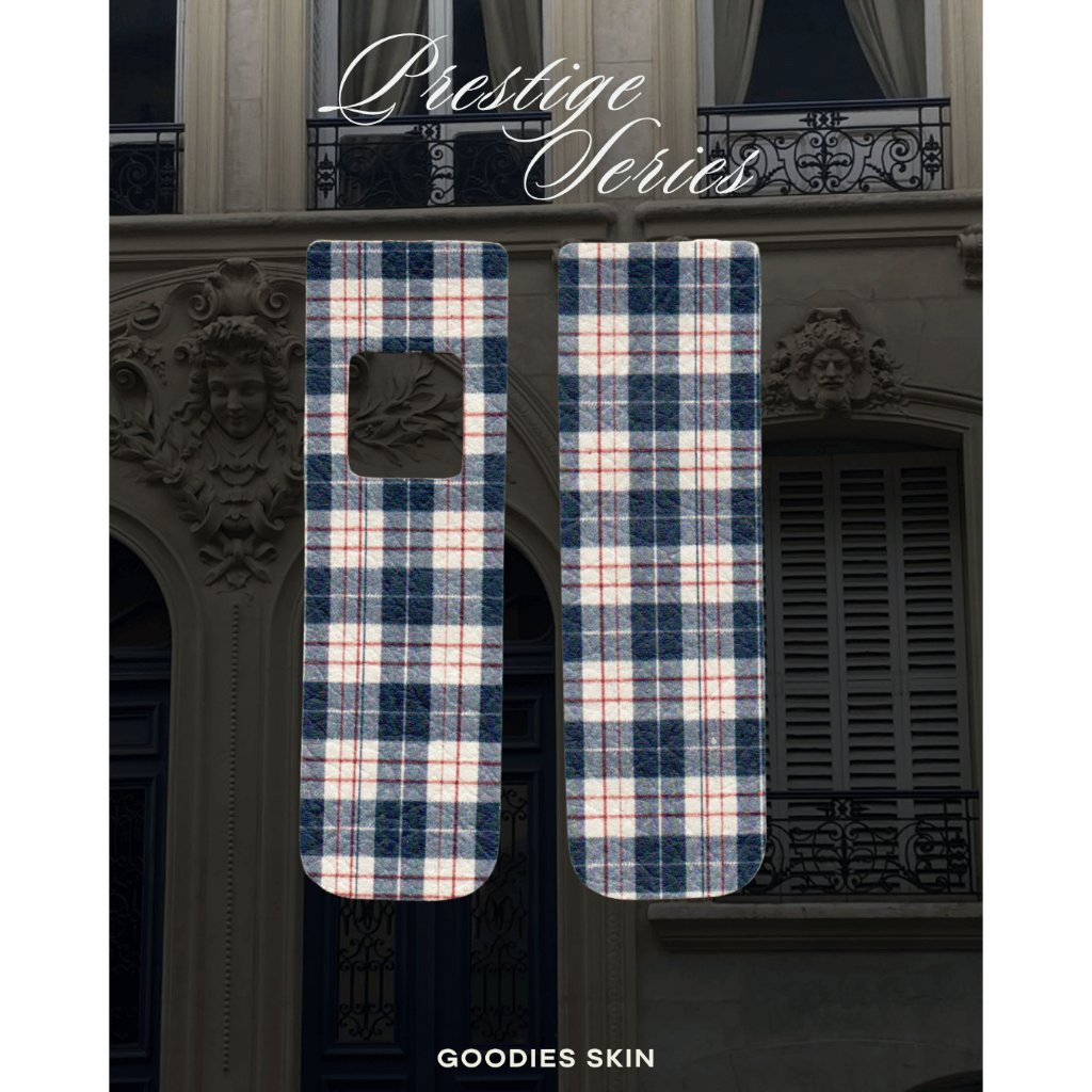 Cover Kulit motif blue Tartan Xlim Pro 1, Xlim Pro 2, Xlim Go, FM SIgnature Premium | Leather Skin A