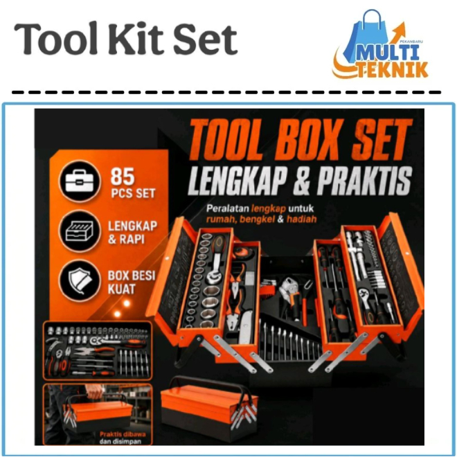 Tool Kit 85 PCS Perkakas Bengkel Tool Box Set Kotak Box Set Perkakas Kunci Sock Set Bengkel / Alat B