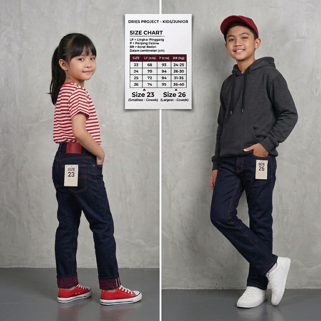 Celana Jeans Anak Denim Selvedge Accent 15 Oz Sanforized  Kids/Junior Size 23-26