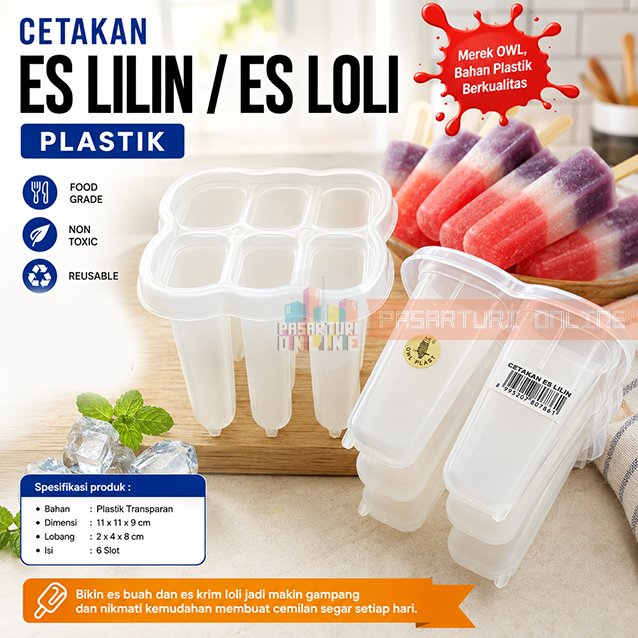 Cetakan ES LILIN / Es Krim Stik / Es Loli / Es Mambo / Es Stik Buah isi 6 lubang