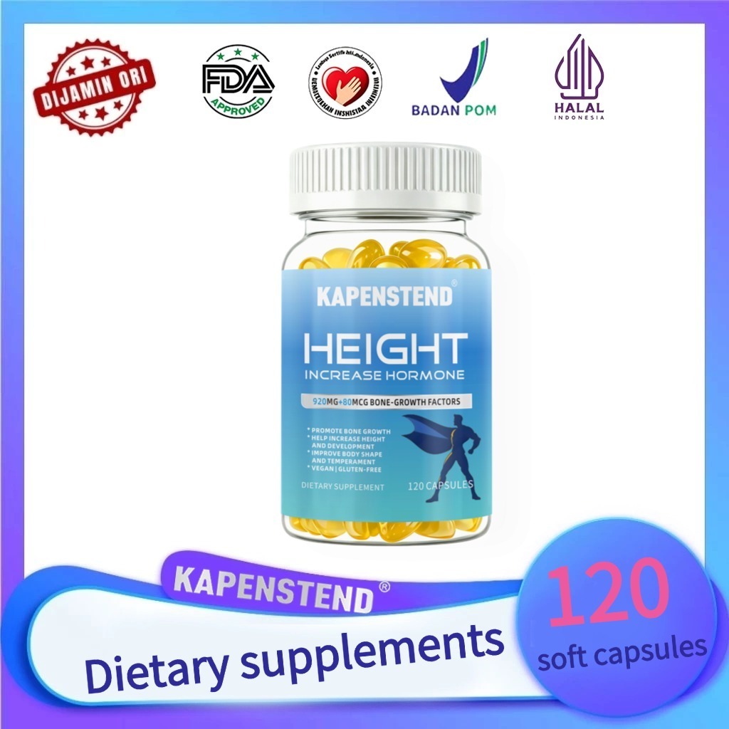 KAPENSTEND Height Growth Support Vitamin D3 3000IU Calcium 400mg Zinc 20mg Bone Growth Factors 920mg