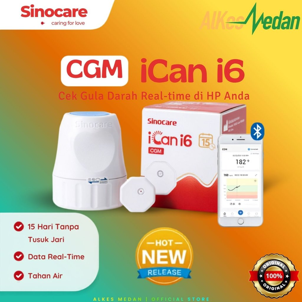 SINOCARE CGM ICAN I6 - ALAT CEK GULA DARAH REAL-TIME, KECIL, AKURAT & TANPA SAKIT(SENSOR DIABETES PO