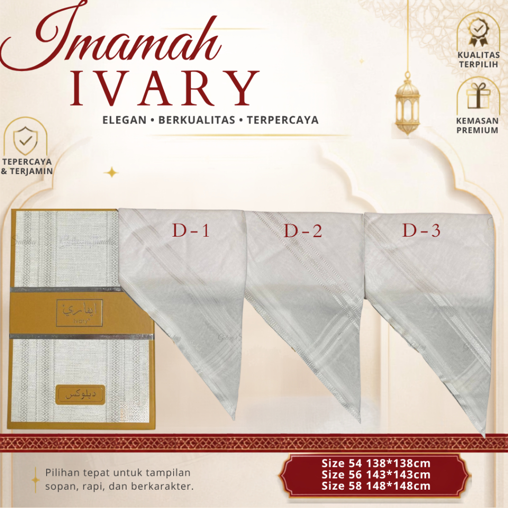 Imamah Ivary Premium Luxury dengan Box - El Ashfaa Boutique