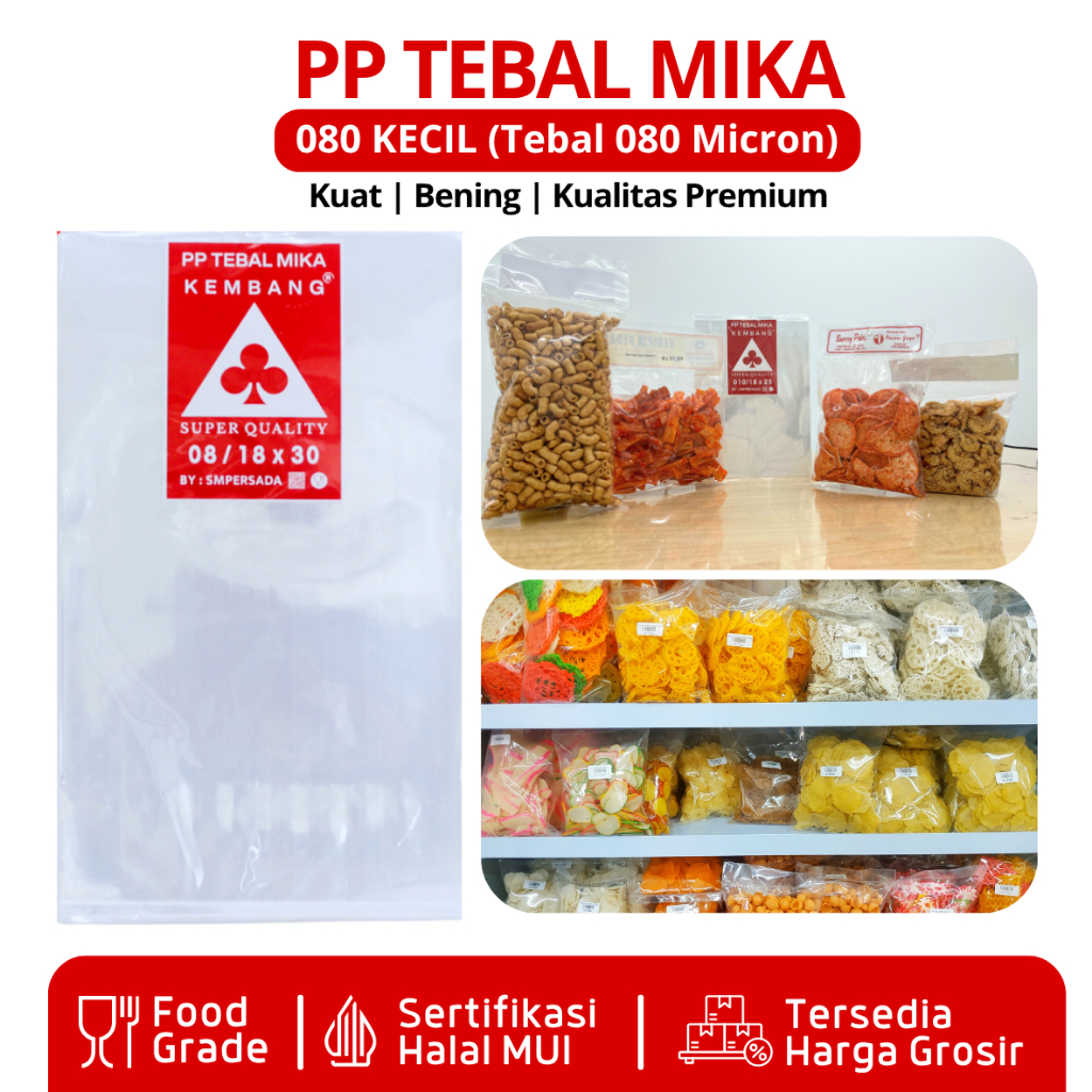 Plastik PP Tebal Bening 08 Ukuran Kecil 12x25 13x20 14x25 15x20 15x25 15x30 (Tebal 80 micron)
