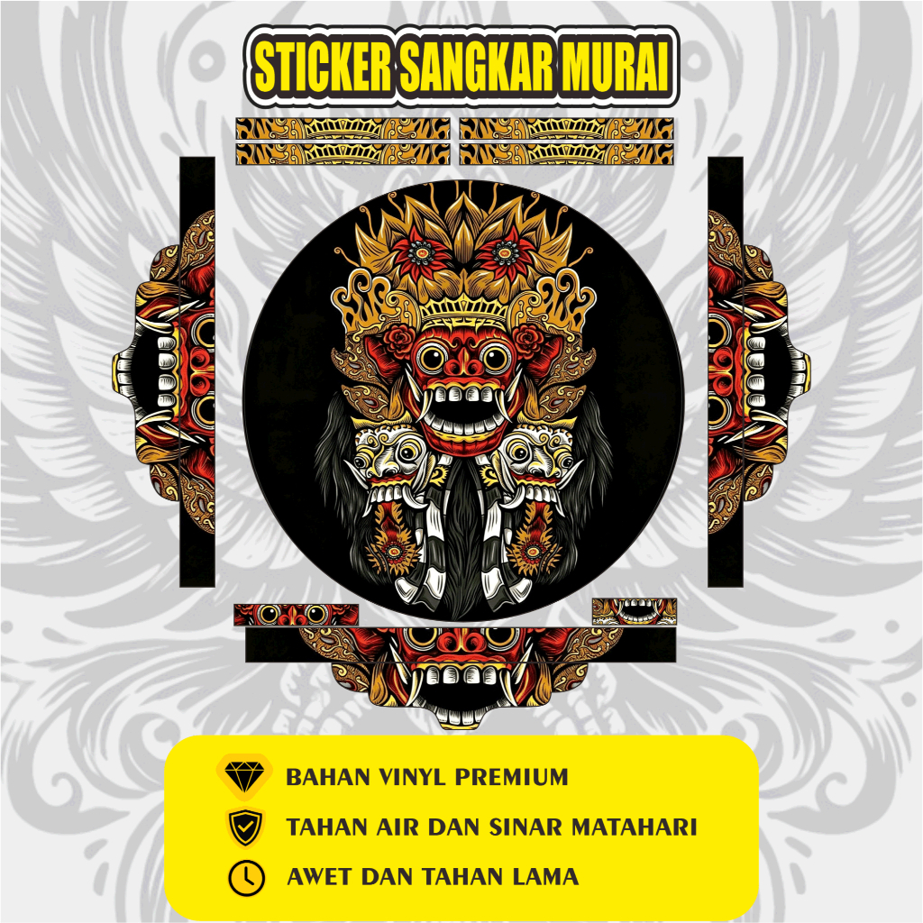 Sticker Sangkar Murai Batu Motif Barong Bali Decal Stiker Tebok Sangkar Burung Vinyl Premium Anti Ai