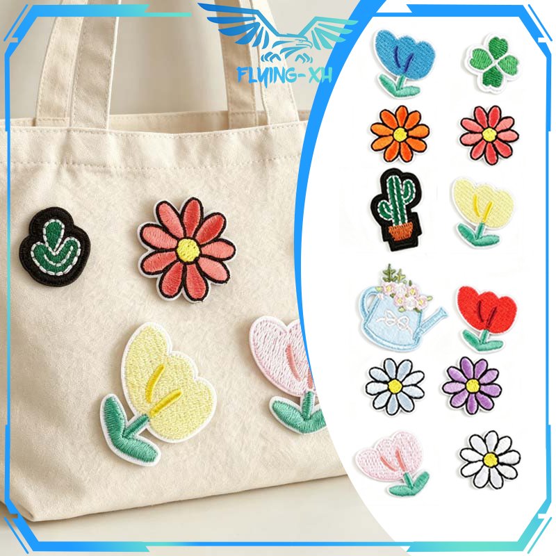 12pcs Patch Bunga Bordir Tempel Bordir Jahit Patch Embroidery Patch DIY Bordir Aplikasi Bordir Patch